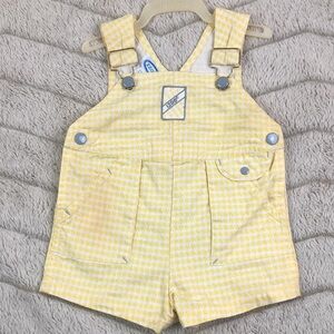 Vintage 90s IZOD Shortalls Yellow Houndstooth